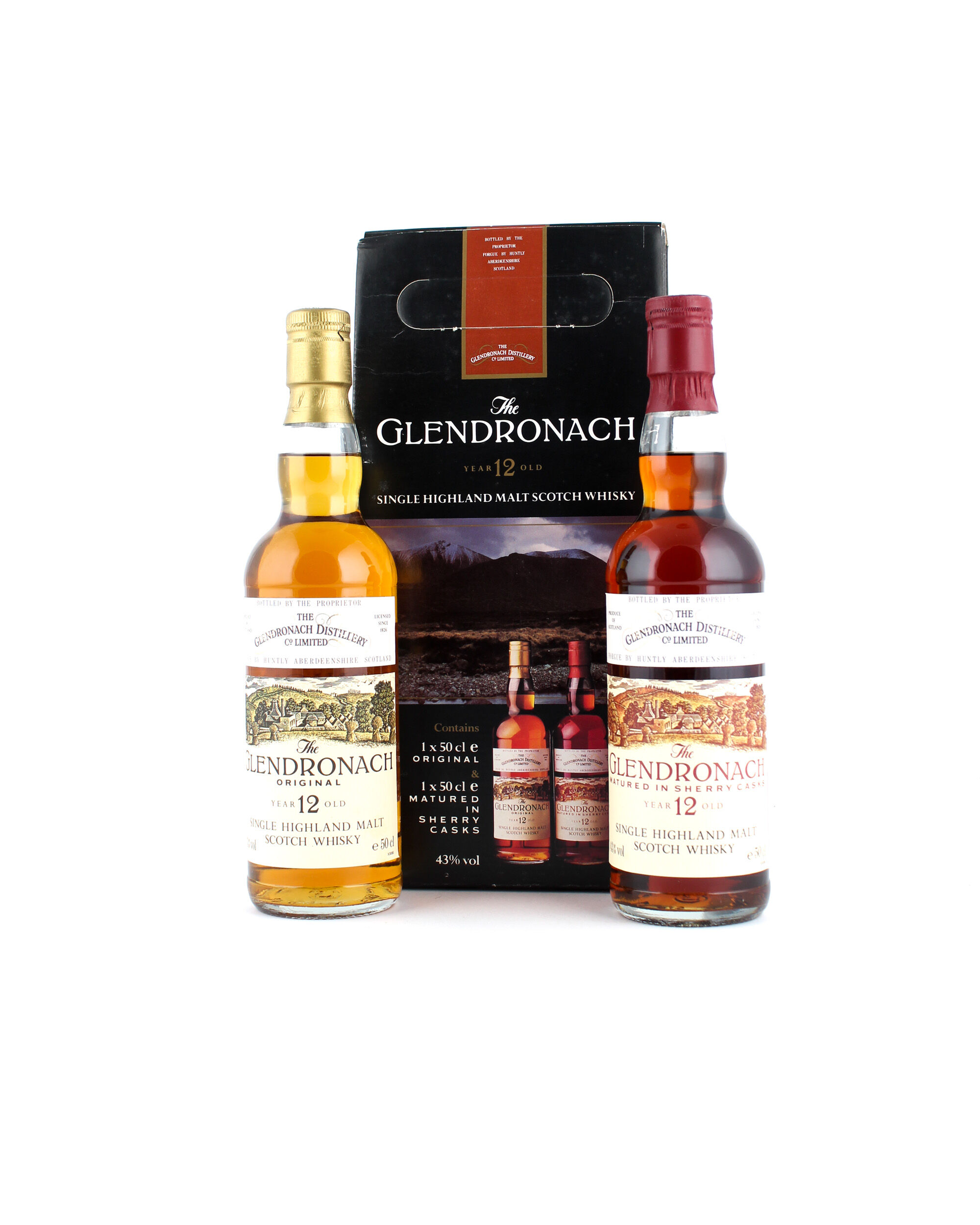 Glendronach 12 Years Old Original & Sherry Casks 2 x 50cl 1980’s