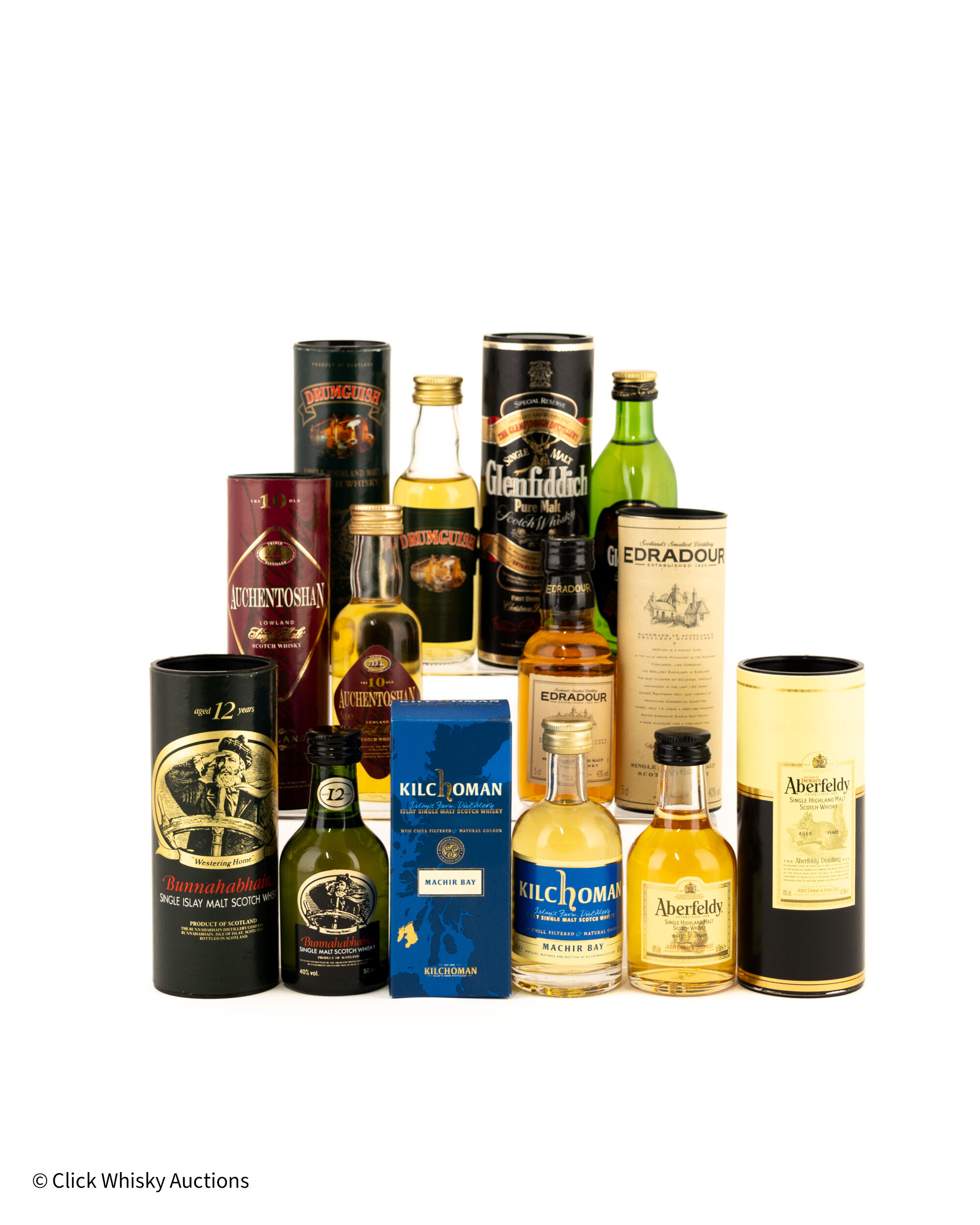 Assorted 5cl Malt Miniatures x 7 Including Kilchoman Machir Bay Assorted 5cl Malt Miniatures x 7 Including Kilchoman Machir Bay