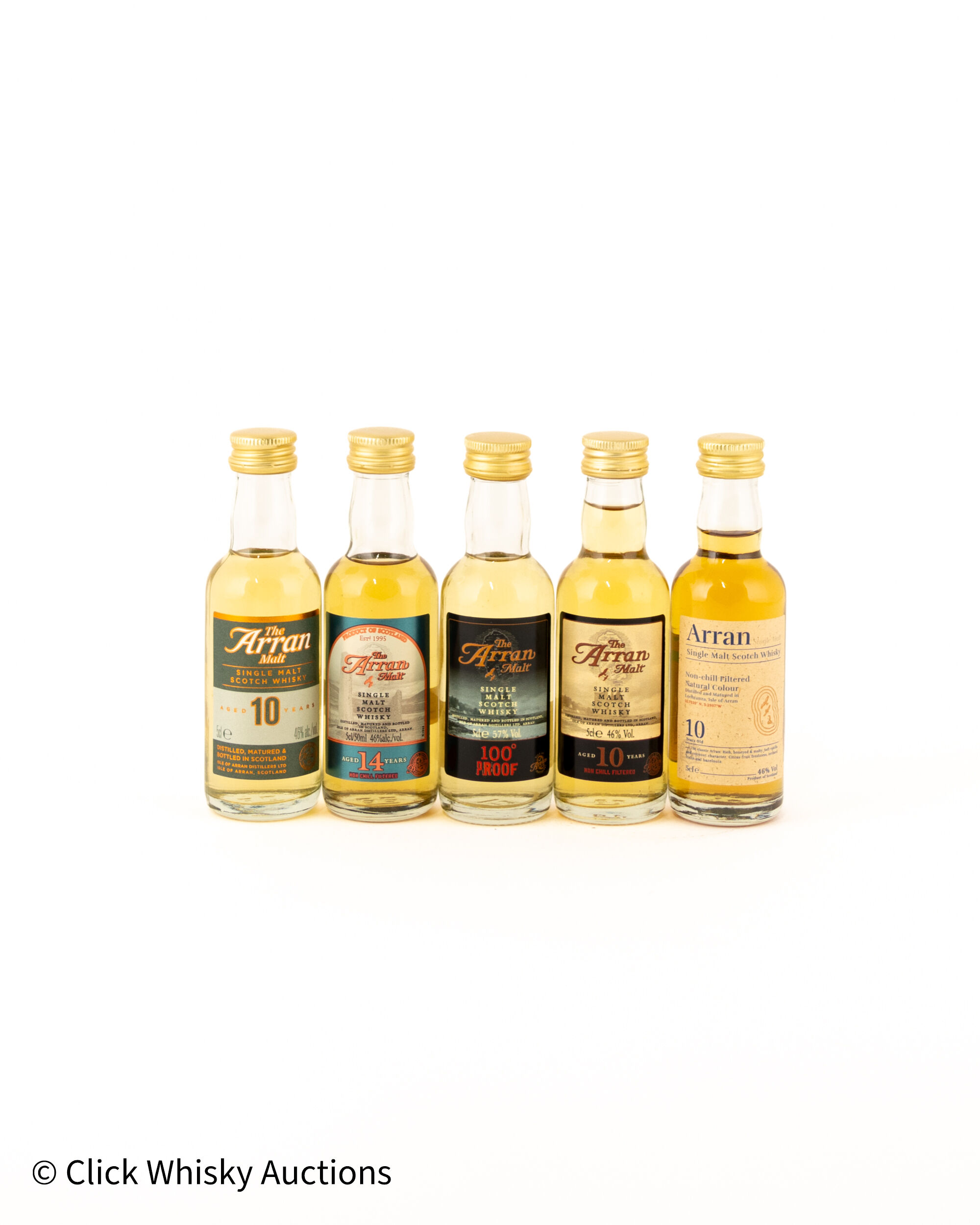 Arran 5cl Miniatures x 5 Including 100 Proof Arran 5cl Miniatures x 5 Including 100 Proof