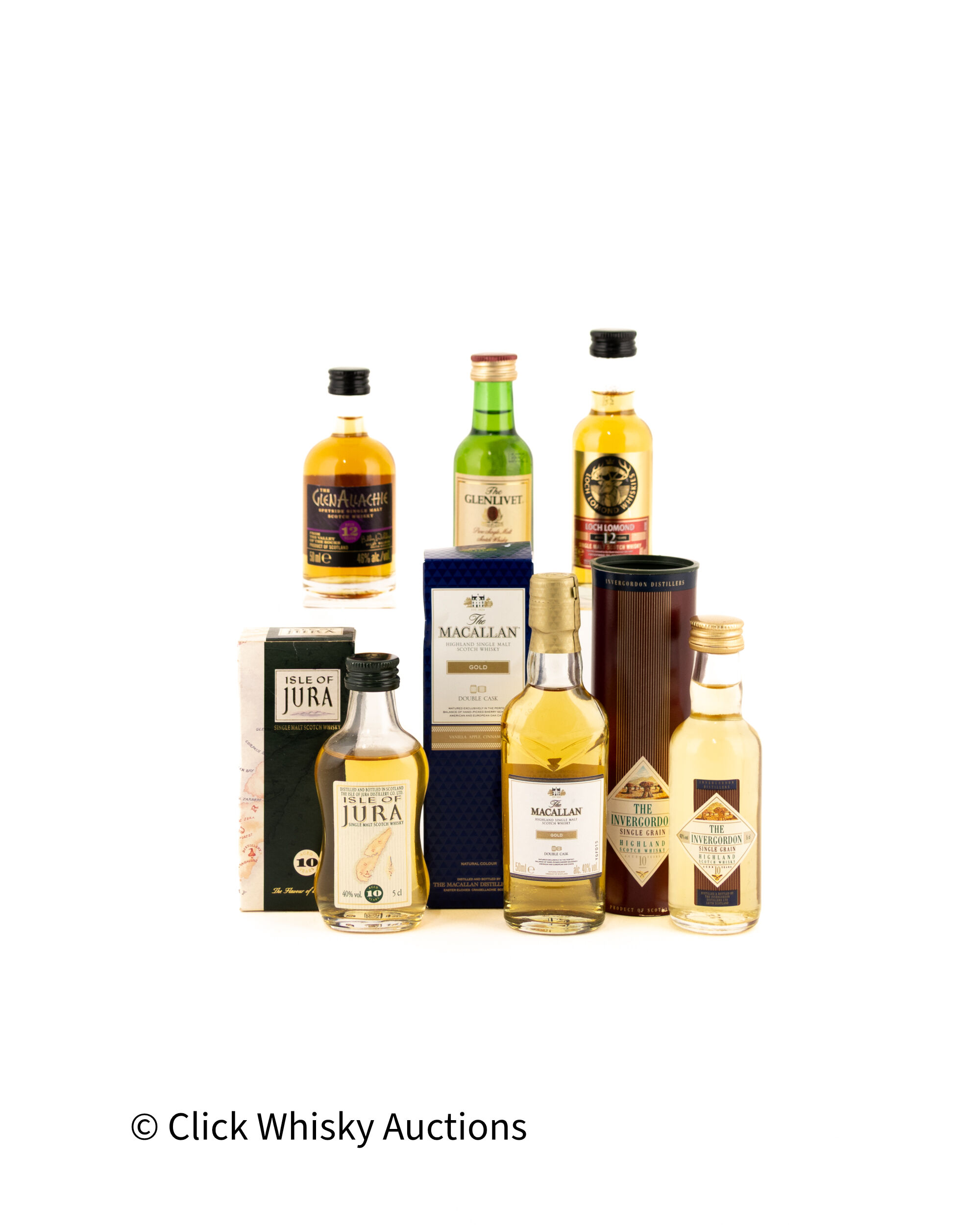 Assorted Single Malt & Grain 5cl Miniatures x 6 Including Macallan Gold Assorted Single Malt & Grain 5cl Miniatures x 6 Including Macallan Gold